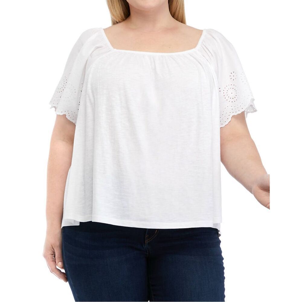 Cotton Eyelet Sleeve Shirt